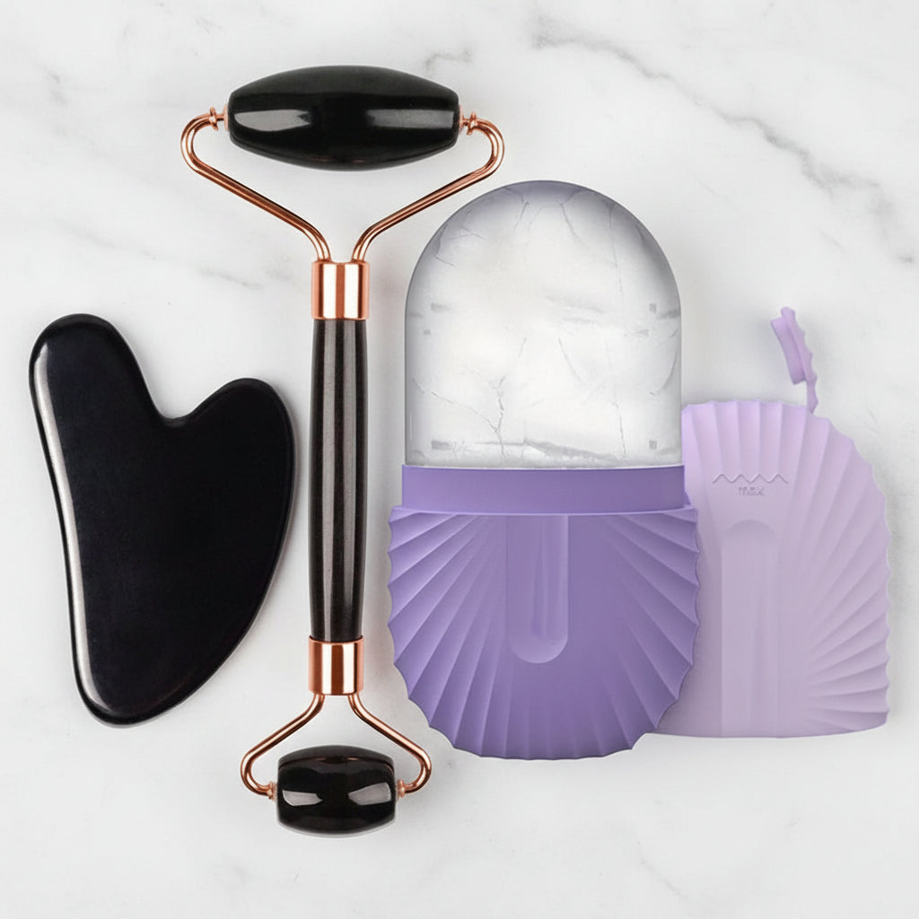 Restova Ice Glow Facial Roller & Gua Sha Set