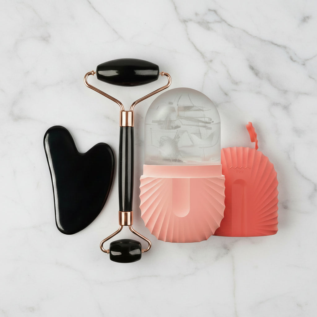 Restova Ice Glow Facial Roller & Gua Sha Set